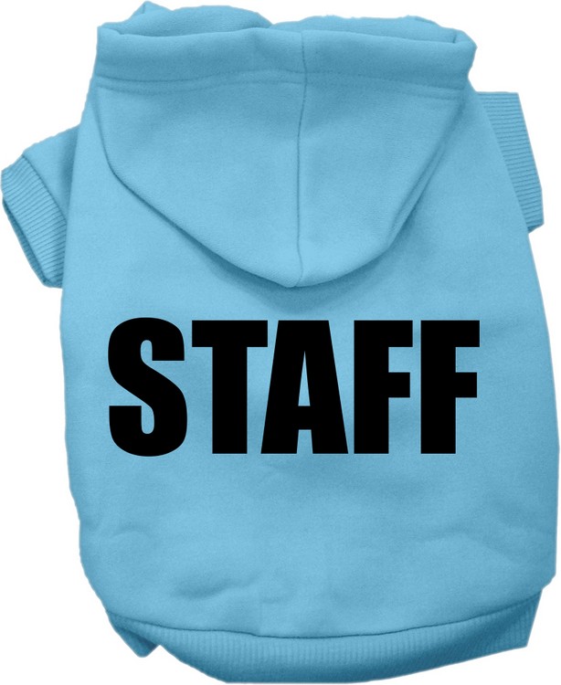 Staff Costume Screen Print Dog Hoodie Baby Blue Size XS